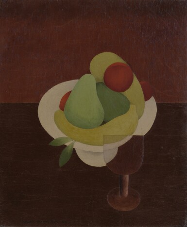 View full screen - View 1 of Lot 543. Still Life of Fruit Bowl and Glass.