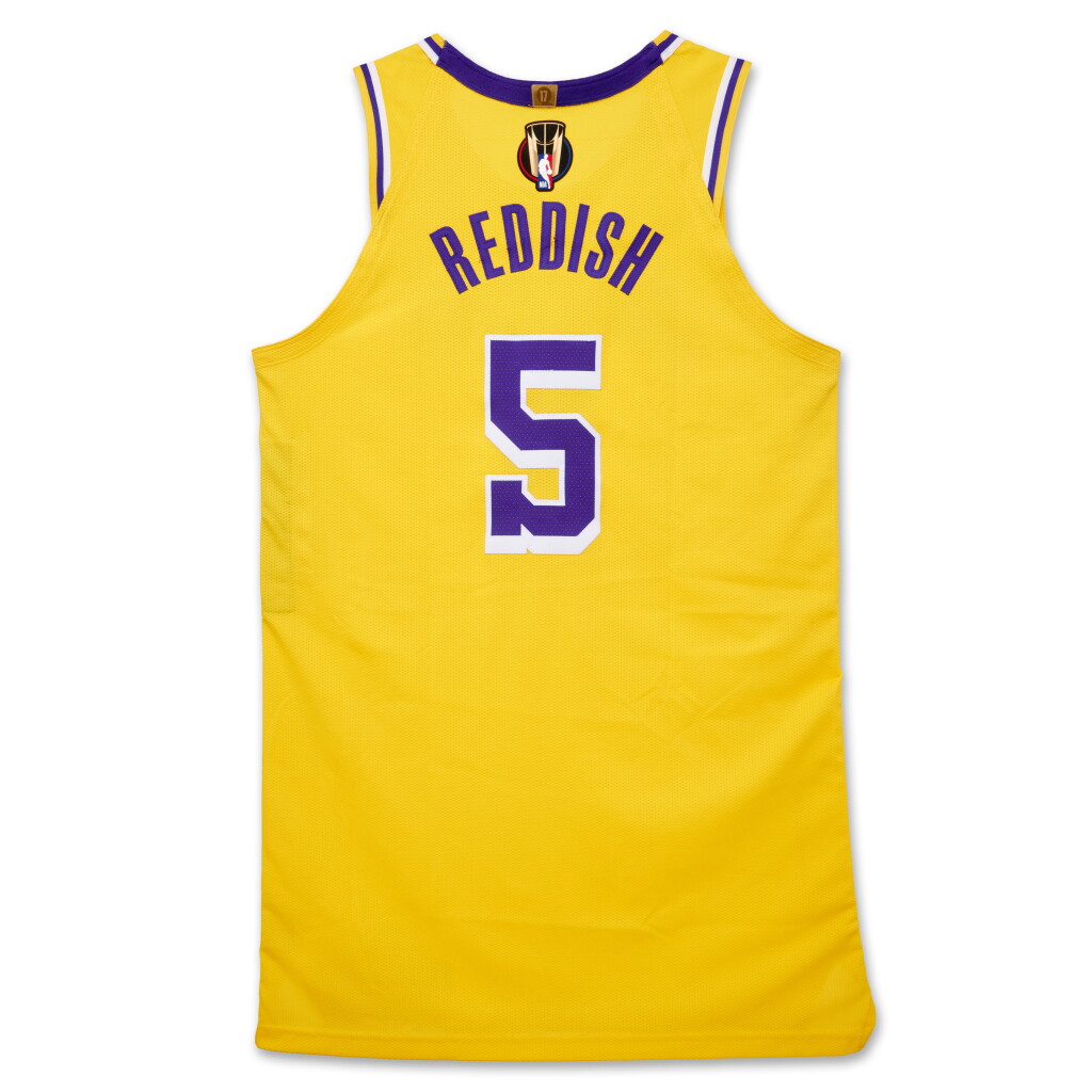 View full screen - View 1 of Lot 50. Cam Reddish Los Angeles Lakers 2023-2024 In-Season Tournament Semifinals Game Worn Icon Edition Jersey.