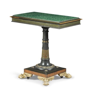 View full screen - View 1 of Lot 26. A Regency gilt-bronze-mounted, brass-inlaid, rosewood and ebony centre table, circa 1815, attributed to George Bullock.