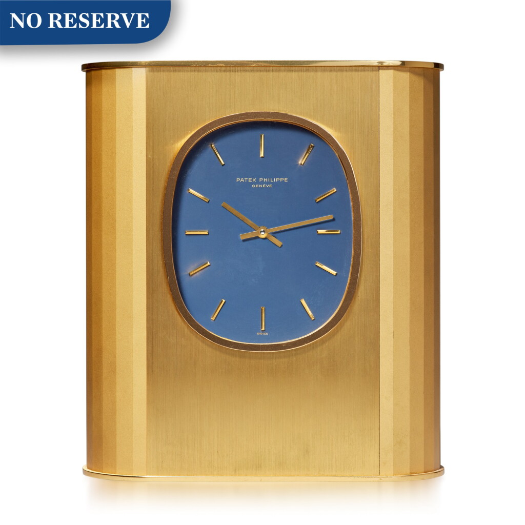 View full screen - View 1 of Lot 20. REFERENCE 1505 ELLIPSE D'OR SOLAR A GILT BRASS SOLAR-POWERED DESK TIMEPIECE, MADE IN 1979.