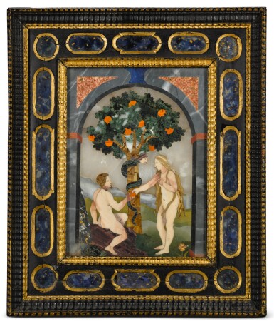 View full screen - View 1 of Lot 57. AN ITALIAN PIETRE DURE PANEL, FLORENCE MID-17TH CENTURY.
