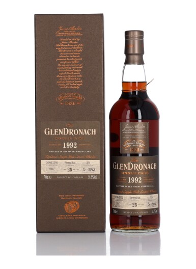 View full screen - View 1 of Lot 95. The Glendronach Single Cask 25 Year Old #334 58.5 abv 1992 (1 Bottle 70cl).