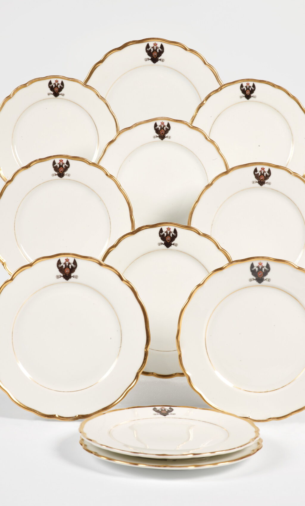 View full screen - View 1 of Lot 215. Twelve Porcelain Plates from the Service of Grand Duke Konstantin Nikolaevich, Kornilov Porcelain Factory, St Petersburg, late 19th century .