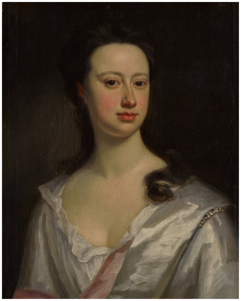 View full screen - View 1 of Lot 73. Portrait of a woman in a silver gown, half-length.