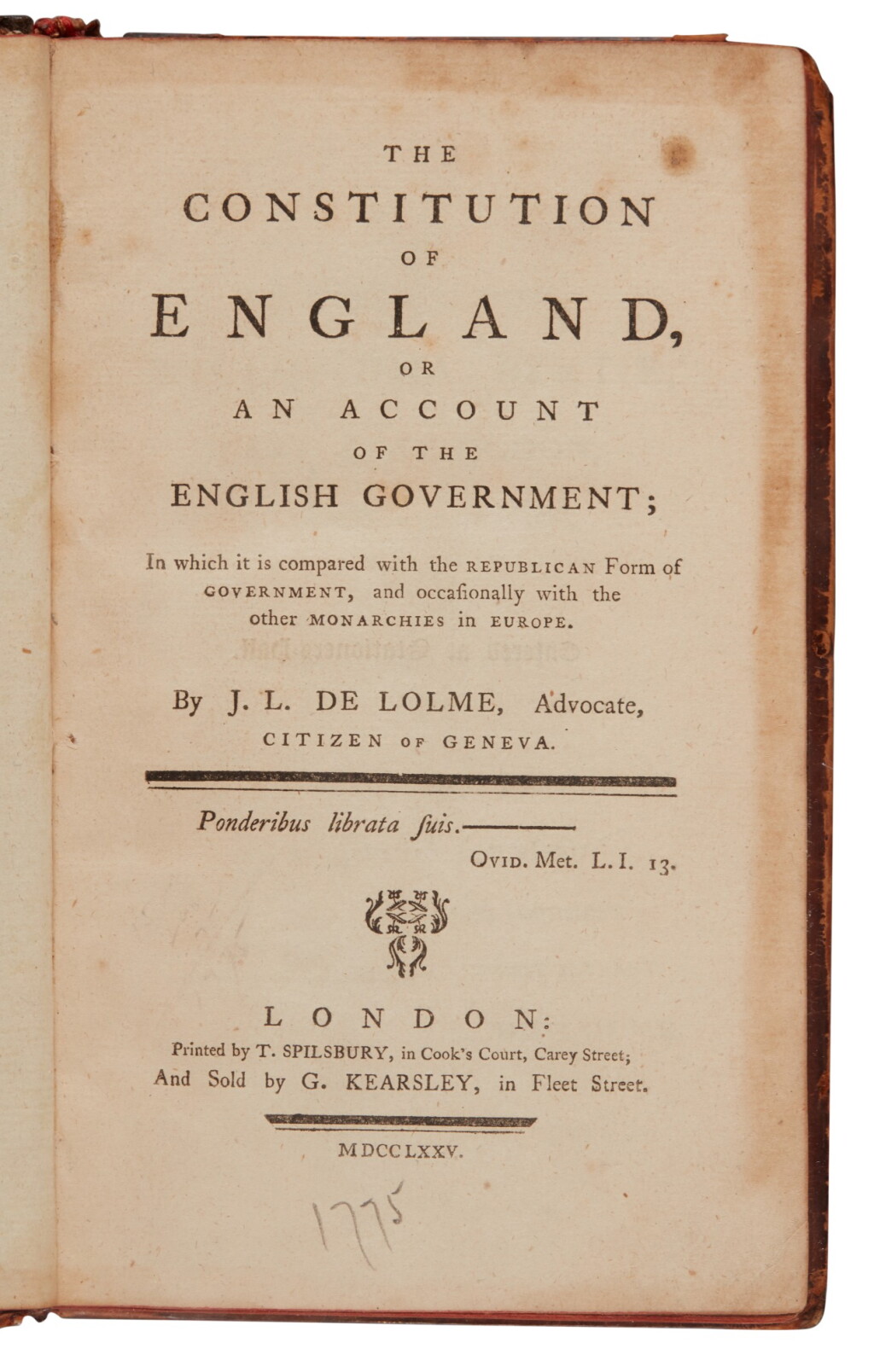 View full screen - View 1 of Lot 107. English Constitution | The principle of balanced government.