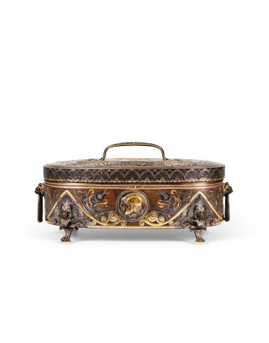 View full screen - View 1 of Lot 117. FERDINAND BARBEDIENNE (1810-1892), LOUIS-CONSTANT SÉVIN (1820-1888), DÉSIRÉ ATTARGE (1820-1878), CIRCA 1865 | IMPORTANT BRONZE CASKET.