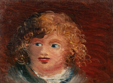 View full screen - View 1 of Lot 135. Portrait de Boby aux cheveux frisés, col bleu.