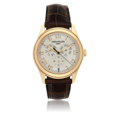 View full screen - View 1 of Lot 78. PATEK PHILIPPE | REFERENCE 5035R A PINK GOLD AUTOMATIC ANNUAL CALENDAR WRISTWATCH WITH 24-HOUR INDICATION, CIRCA 2004.