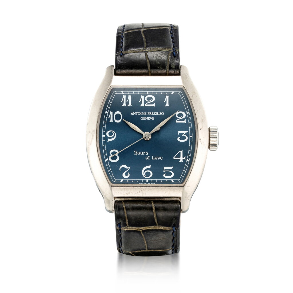 View full screen - View 1 of Lot 8127. Antoine Preziuso | Hour of Love, A limited edition white gold wristwatch with concealed erotic automaton, Circa 2000 | 限量版白金腕錶,備隱藏式春宮自動人偶,約2000年製.