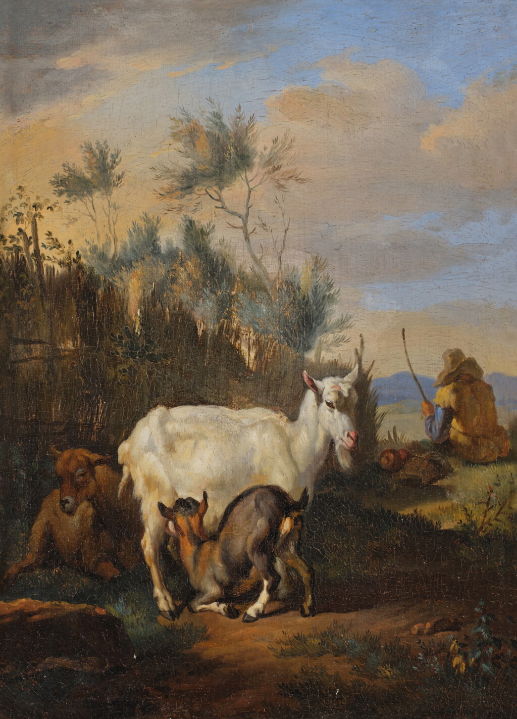 View full screen - View 1 of Lot 66. Nanny Goat and her Young in an Italianate Landscape.
