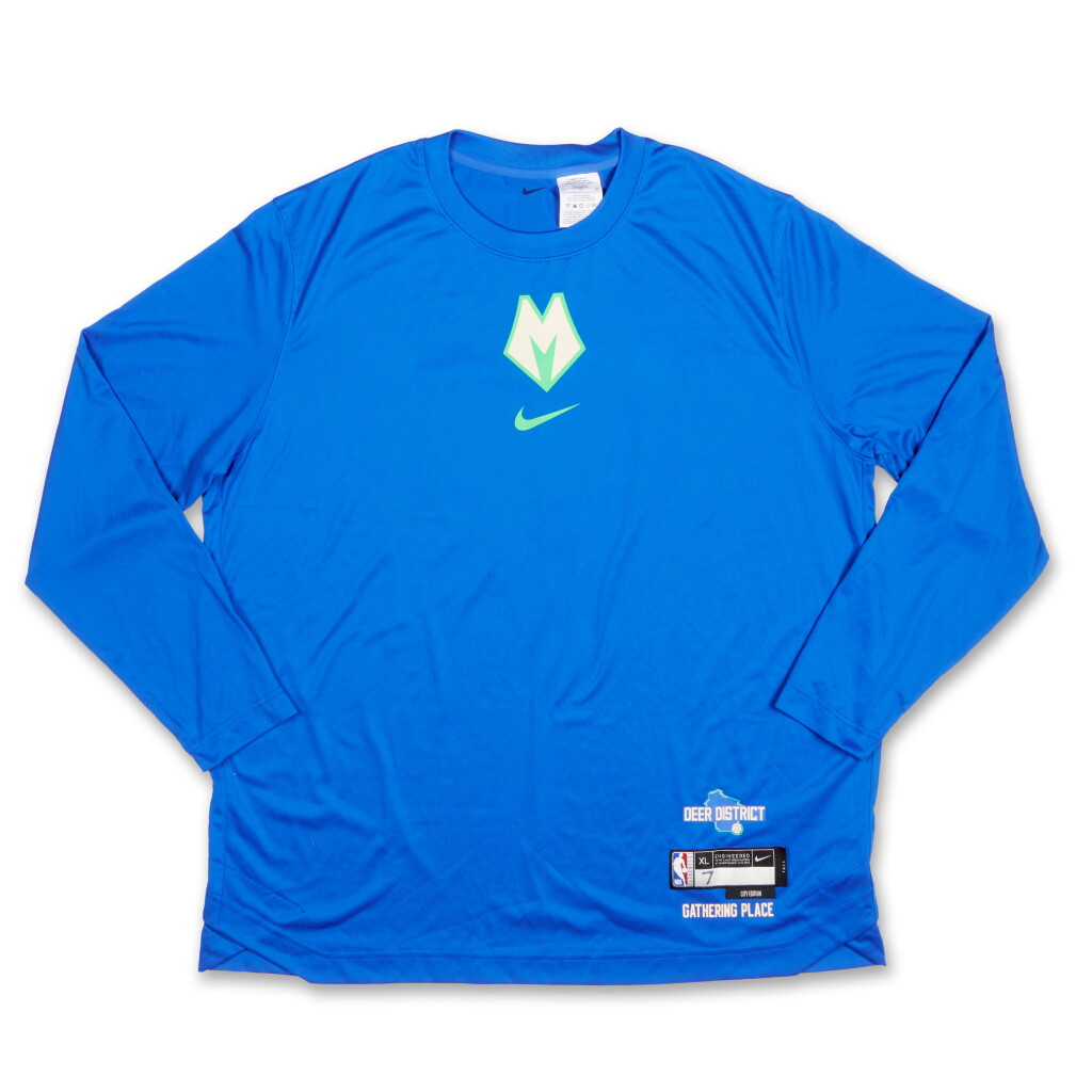 View full screen - View 1 of Lot 98. Chris Livingston Milwaukee Bucks 2023-2024 City Edition Warmup Top.