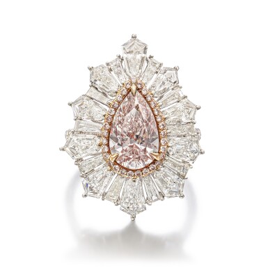 View full screen - View 1 of Lot 118. Light Pinkish Brown Diamond, Colored Diamond and Diamond Ring.