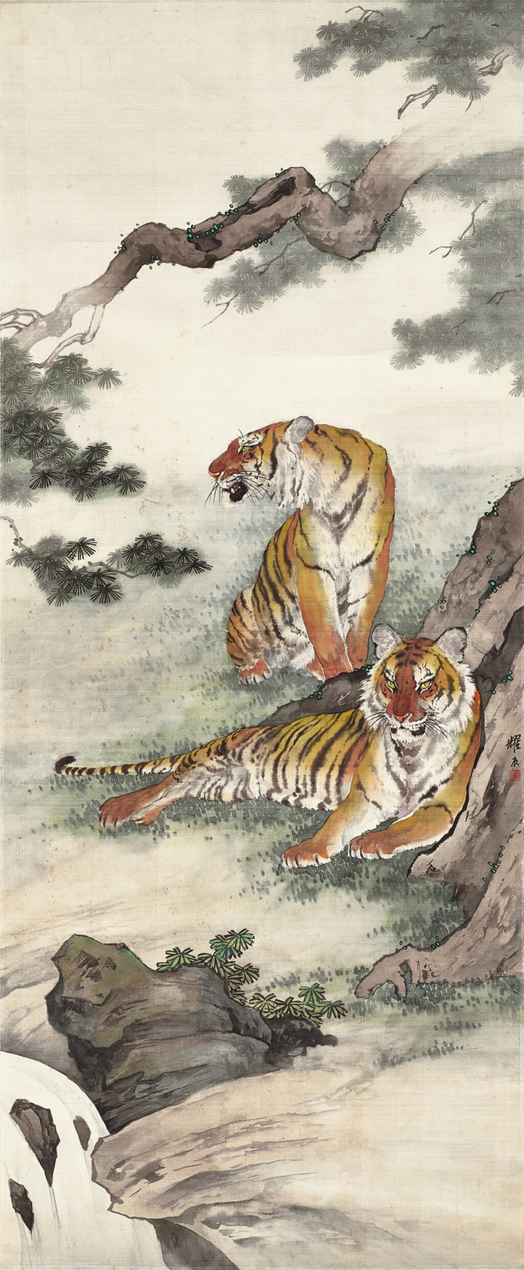 View full screen - View 1 of Lot 3142. 劉奎齡 松泉虎嘯 | Liu Kuiling, Roaring Tigers.