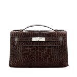 Marron Fonce Matte Niloticus Crocodile Kelly Pochette 18K White Gold and Diamond Hardware, 2006