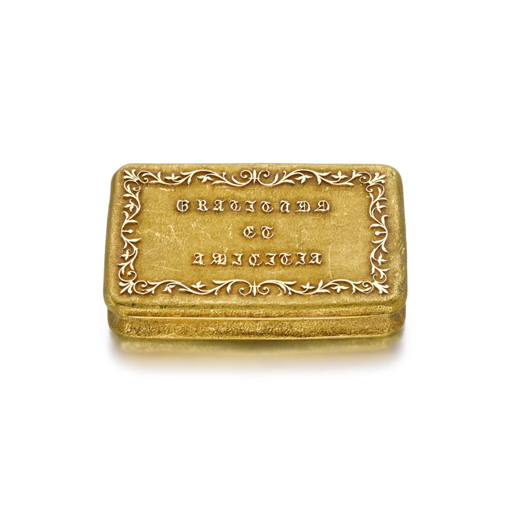 View full screen - View 1 of Lot 94. A gold snuff box, A. J. Strachan, London, 1808,.
