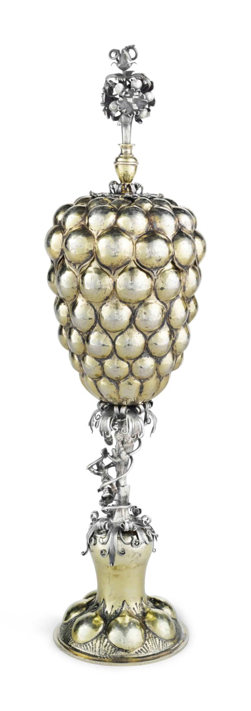 View full screen - View 1 of Lot 40. A German Parcel-Gilt Silver Cup and Cover (Traubenpokal), Michael Mullner, Nuremberg, Circa 1600.