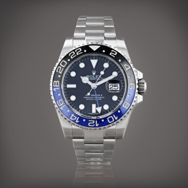 View full screen - View 1 of Lot 394. GMT-Master II 'Batman', reference 116710BLNR Montre bracelet à double fuseau horaire en acier avec date | Stainless steel dual time zone wristwatch with date and bracelet Vers 2015 | Circa 2015.