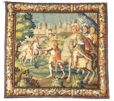View full screen - View 1 of Lot 105. An Aubusson tapestry, early 18th century | Tapisserie, Aubusson, début du XVIIIe siècle.