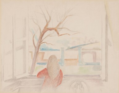 View full screen - View 1 of Lot 368. Étude pour 'Jeune fille à la fenêtre' .