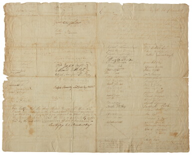 View full screen - View 1 of Lot 2108. Connecticut: manuscript document signed by the commander of the Third Connecticut Regiment and almost 200 of his men.