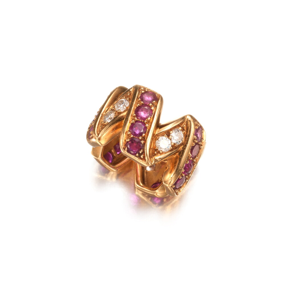 View full screen - View 1 of Lot 205. Gold, Ruby and Diamond Ring, France.