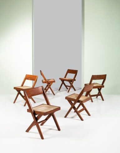 View full screen - View 1 of Lot 10. Suite de six chaises dites Library Chairs .