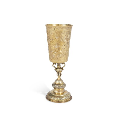 View full screen - View 1 of Lot 164. A Hungarian Silver-Gilt Standing Wine Cup, Monogram Maker's Mark for ? Jobst von der Gabor (Koszeghy Elemer no.1741), Pozsony (Pressburg), Circa 1630-40.