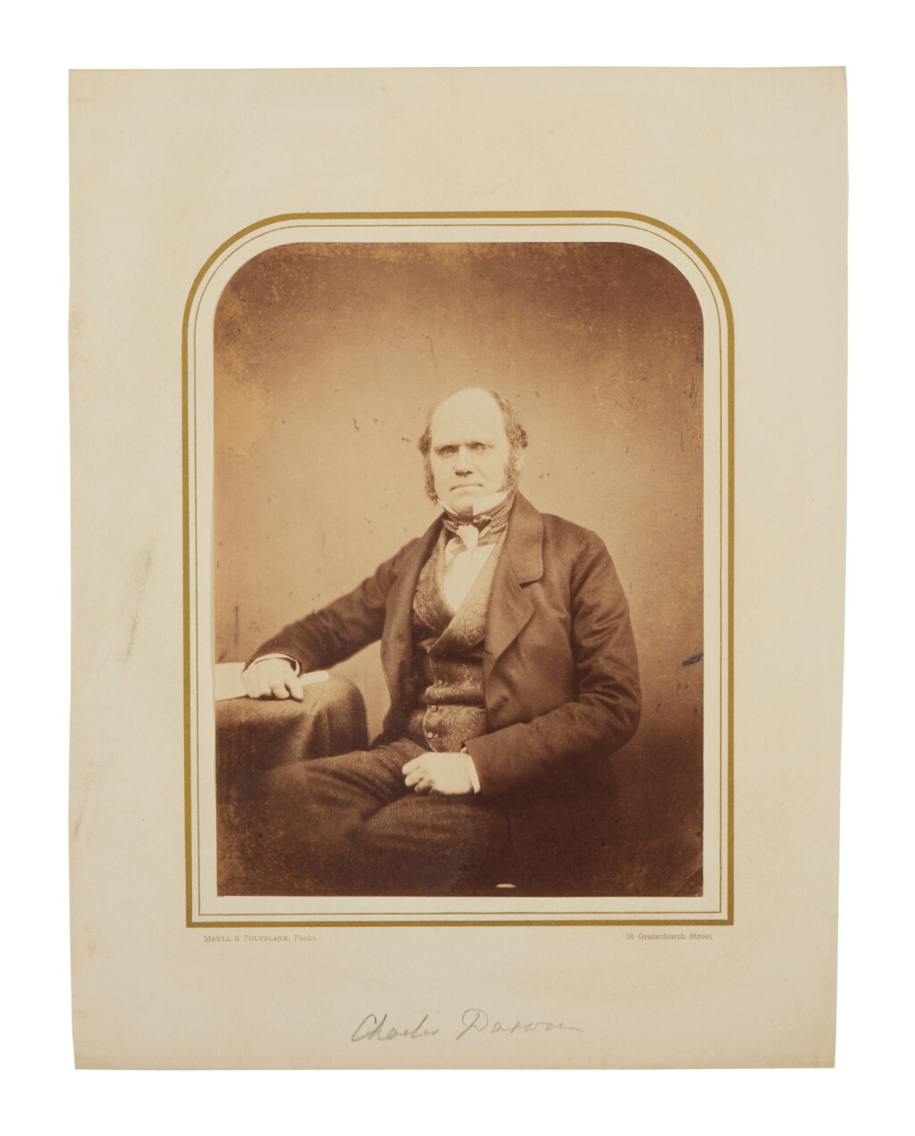 View full screen - View 1 of Lot 1018. (Darwin, Charles) | The earliest obtainable photographic portrait.