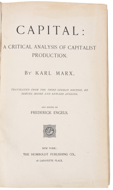 View full screen - View 1 of Lot 149. Marx, Karl | The first English-language edition printed in the United States of Das Kapital.
