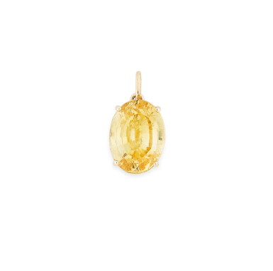 View full screen - View 1 of Lot 155. Pendentif saphir jaune | Yellow sapphire pendant.