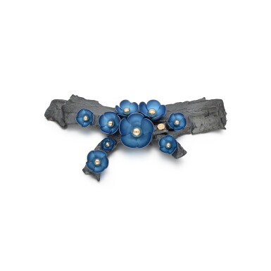 View full screen - View 1 of Lot 990. Part of bomb shell and titanium brooch, 'forget me not brooch', Stanislav Drokin.