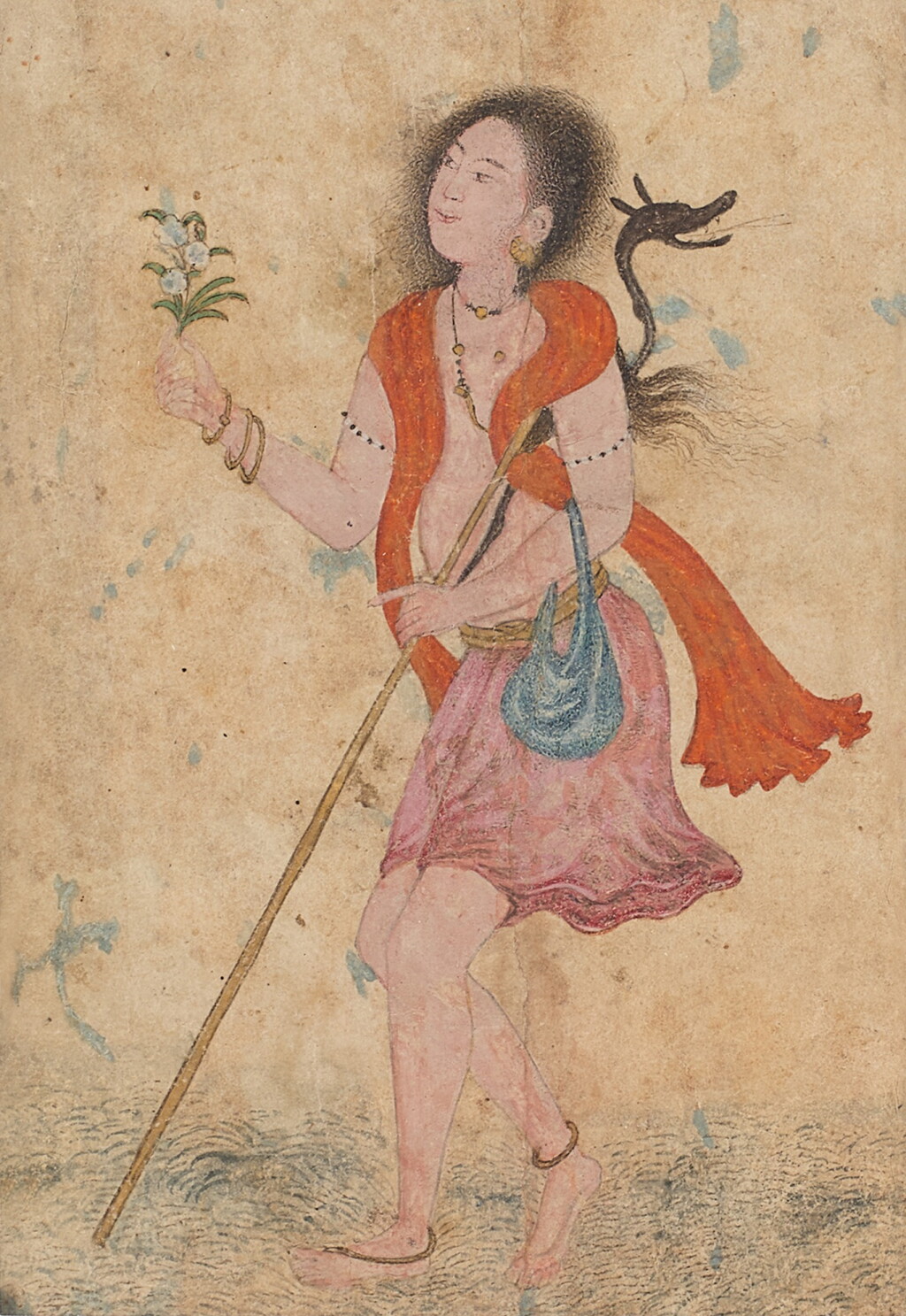 View full screen - View 1 of Lot 532. An Ascetic Holding a Small Sprig of Blossoms, Deccan / Ahmadnagar or Bijapur, circa 1580 - 1595.