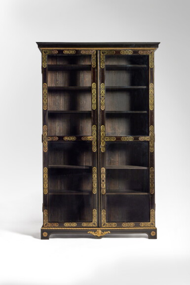 View full screen - View 1 of Lot 376. A Louis XIV Ebony, Ebonised, Gilt Bronze Mounted and Brass Inlaid Bibliothèque, Circa 1700 .