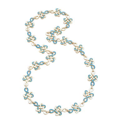 View full screen - View 1 of Lot 701. Enamel and diamond sautoir, 1970s.