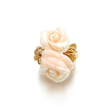 View full screen - View 1 of Lot 813. Coral, pink sapphire and diamond ring, 'Rose Dior Pré Catelan'.