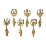 A set of six Louis-Philippe style gilt-bronze ten-light wall appliques