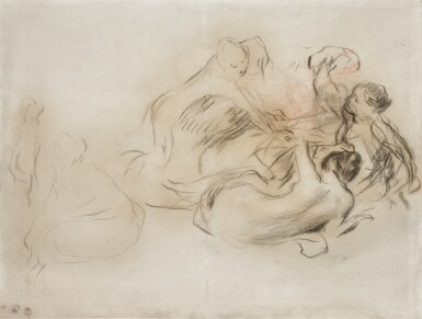View full screen - View 1 of Lot 36. Étude pour les baigneuses au crabe.