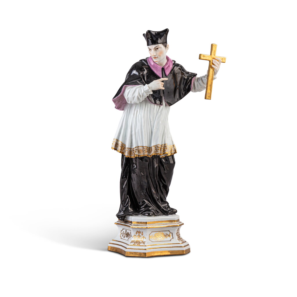 View full screen - View 1 of Lot 393. A Meissen porcelain large figure of Saint John Nepomuk, circa 1745.