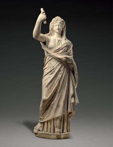 View full screen - View 1 of Lot 244. A ROMAN MARBLE PORTRAIT STATUE OF LIVIA AS A PRIESTESS, EARLY 1ST CENTURY A.D..