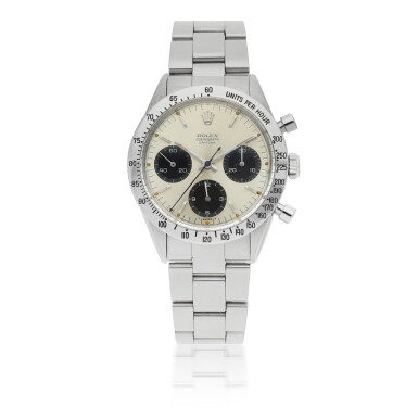View full screen - View 1 of Lot 149. ROLEX | DAYTONA, REF 6239 STAINLESS STEEL CHRONOGRAPH WRISTWATCH WITH BRACELET CIRCA 1966.