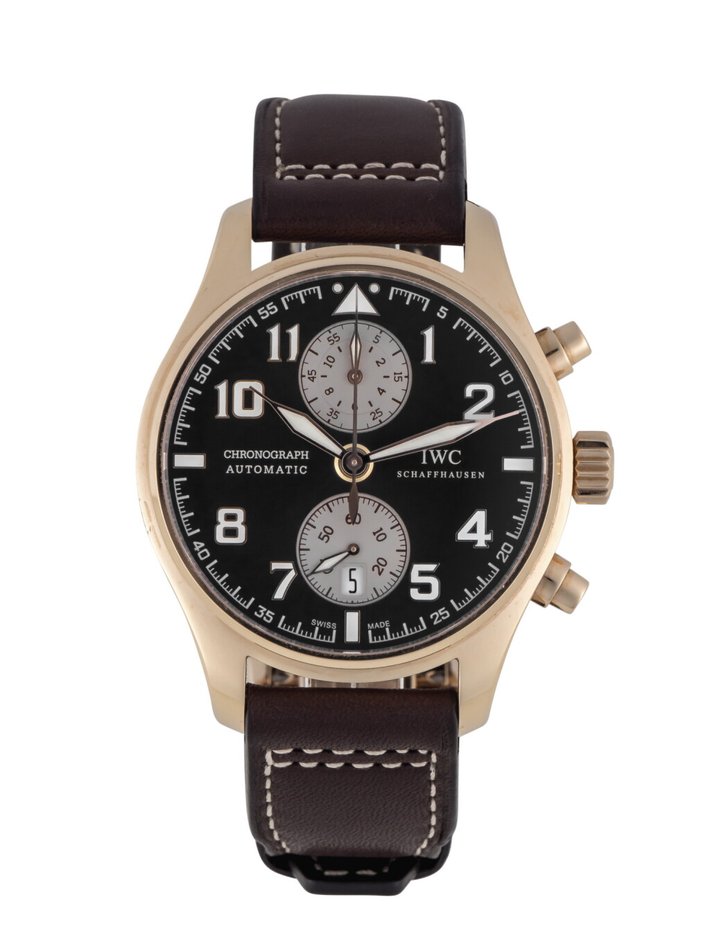 View full screen - View 1 of Lot 8. IWC | ANTOINE DE SAINT EXUPÉRY, REF 387805 LIMITED EDITION PINK GOLD CHRONOGRAPH WRISTWATCH WITH DATE CIRCA 2013.