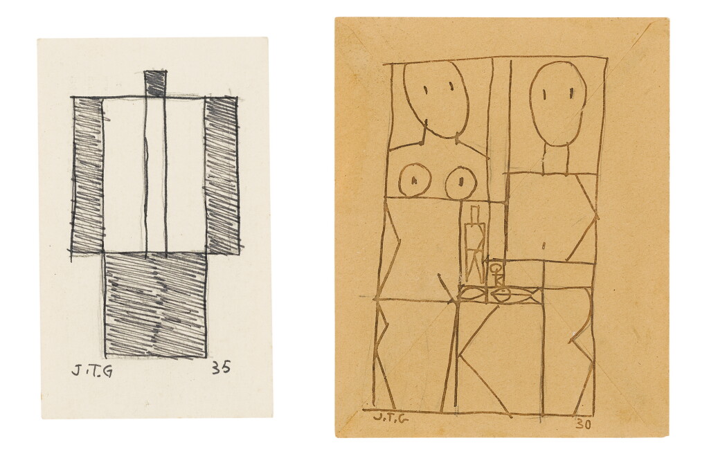 View full screen - View 1 of Lot 83. JOAQUÍN TORRES-GARCÍA | COUPLE (I) & HOMME UNIVERSEL (II): A PAIR.