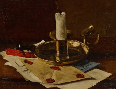 View full screen - View 1 of Lot 53. Nature morte à la bougie.