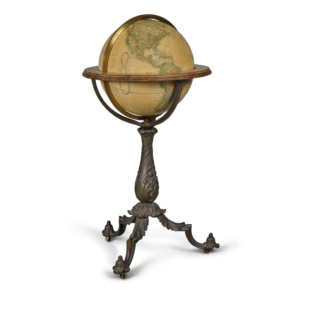 View full screen - View 1 of Lot 7. A Terrestrial Cast Iron Base Library Globe, Gilman Joslin (1804-c. 1886), Boston, Massachusetts, Circa 1870.