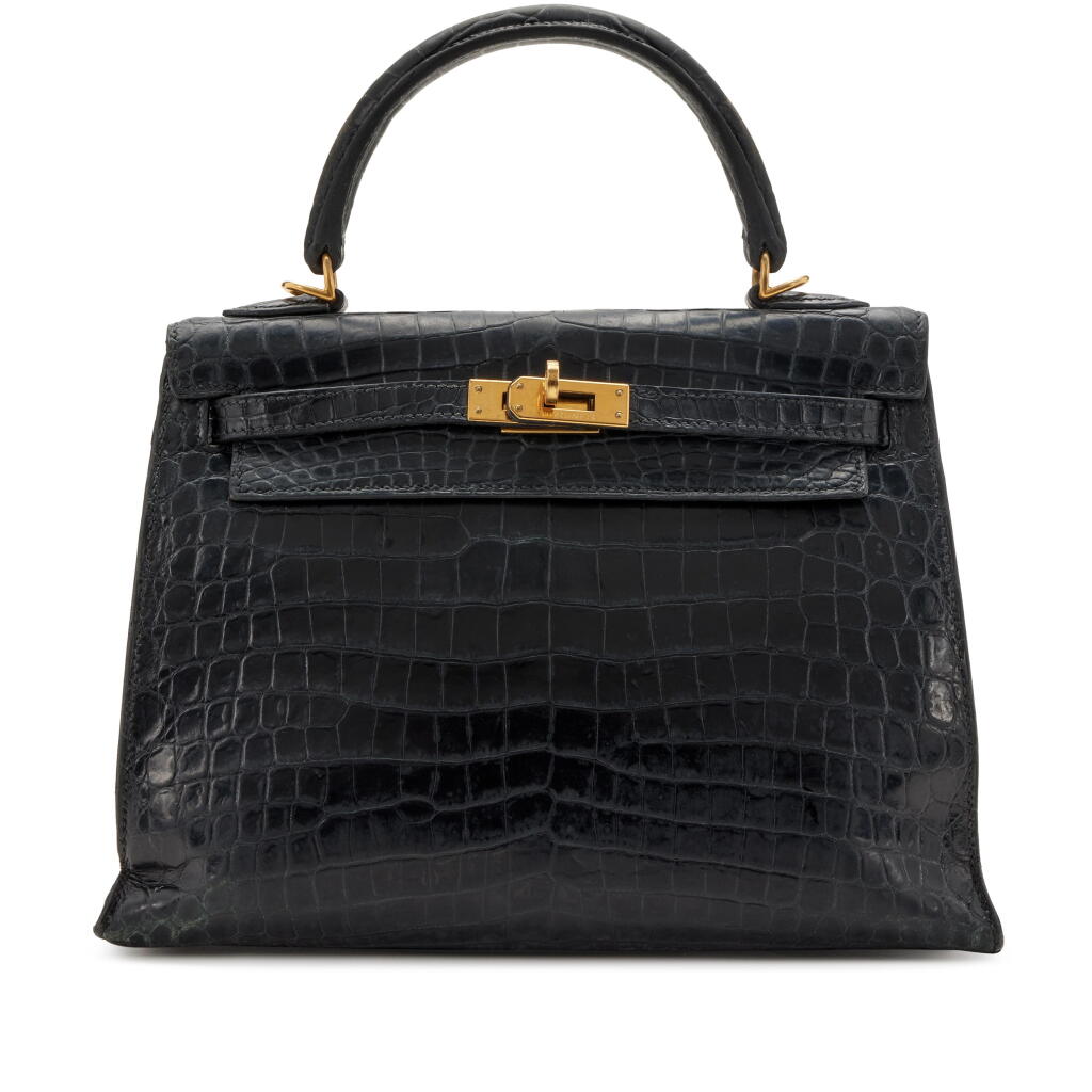 View full screen - View 1 of Lot 107. Black Matte Niloticus Crocodile Kelly 25 Sellier Gold Hardware, 2005.