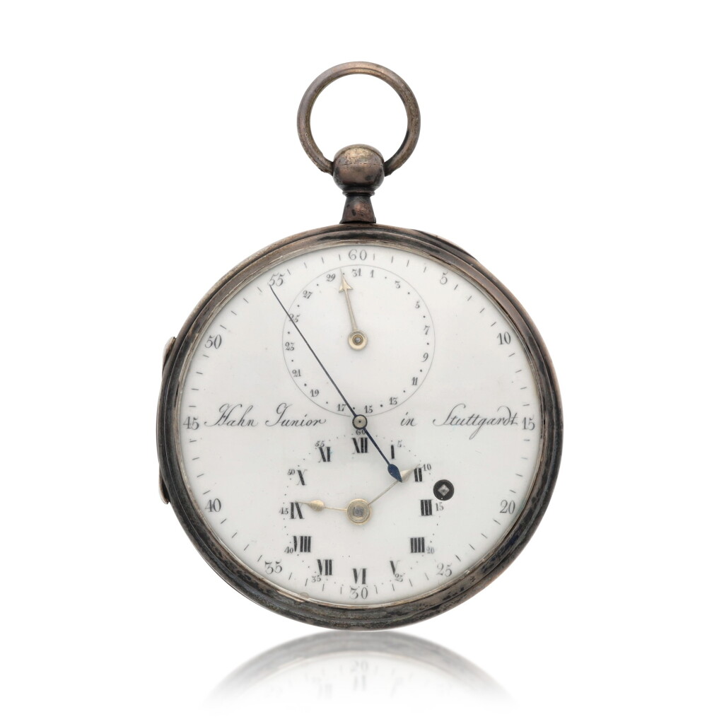 View full screen - View 1 of Lot 138. A silver cylinder watch with date and large slow beating balance Circa 1790.