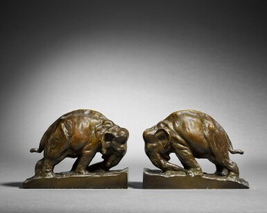 View full screen - View 1 of Lot 17. Pair of Elephant Bookends.