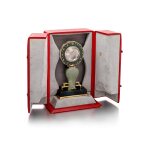Rare nephrite, hardstone, mother-of-pearl and diamond mystery clock, circa 1980