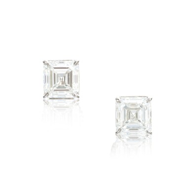 View full screen - View 1 of Lot 556. Pair of diamond earrings.