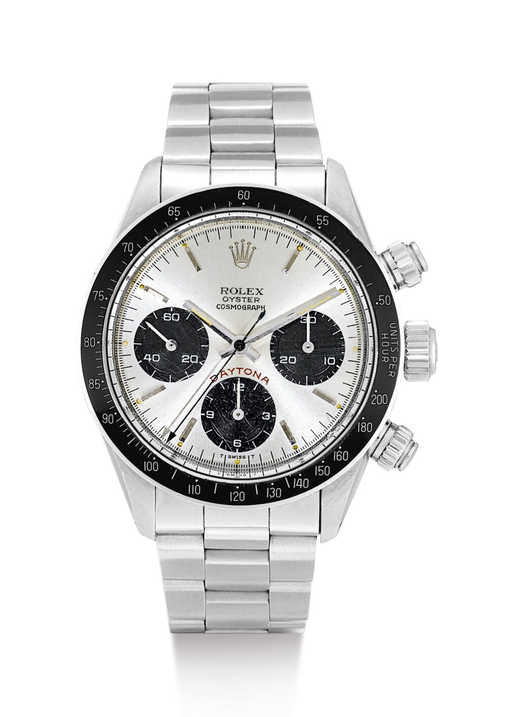 Voir en plein écran - Voir 1 du lot 3. ROLEX | COSMOGRAPH DAYTONA 'BIG RED', REFERENCE 6263, A STAINLESS STEEL CHRONOGRAPH WRISTWATCH WITH BRACELET, CIRCA 1986 .